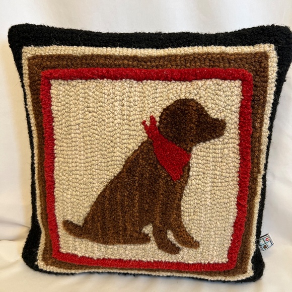 Chandler 4 Corners "Chocolate Lab" Hooked Wool Throw Pillow-Laura Megroz-18 x 18 - Picture 10 of 11